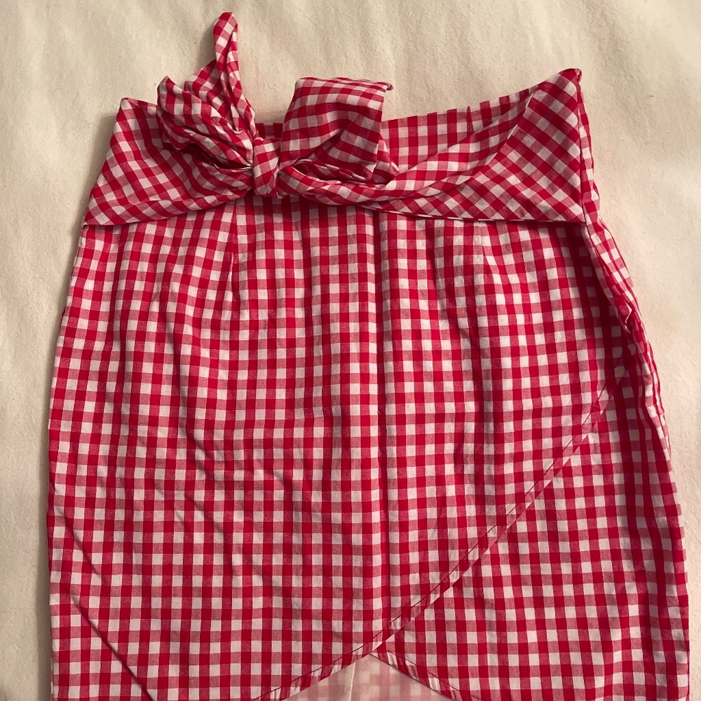 Red checked skirt